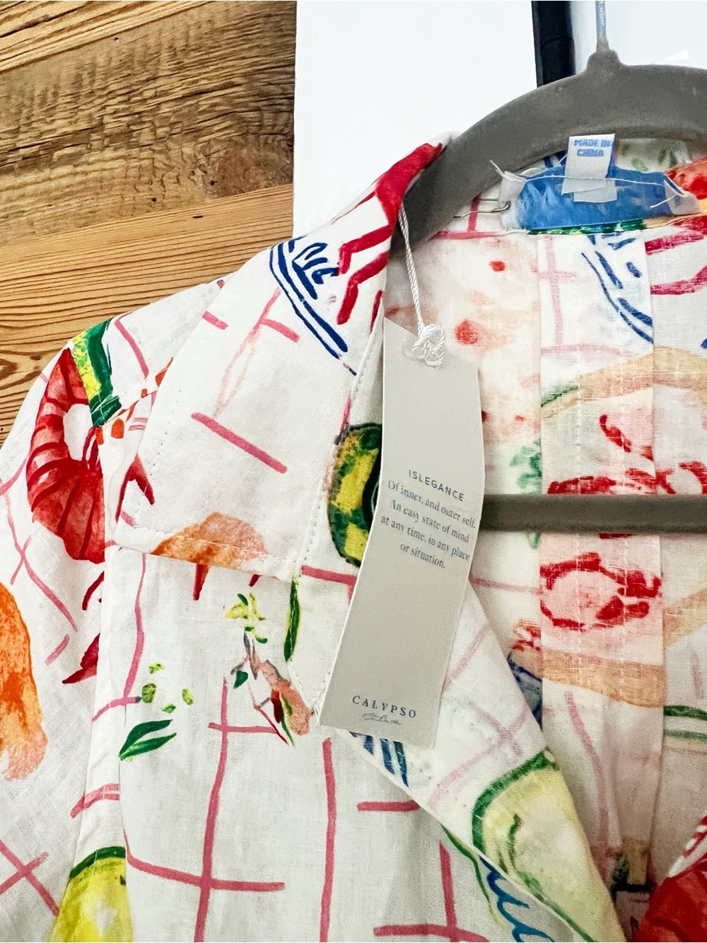 NWT Calypso St. Barth Linen-Blend Seafood Print Button-Down Shirt Medium - Picture 5 of 6